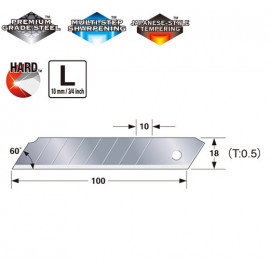 Леза преміум сегменту 18 мм TAJIMA DORA Endura Blades CB50, 10 шт.