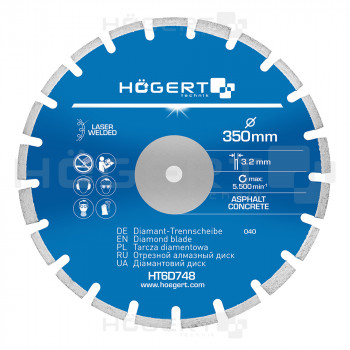Алмазний відрізний диск HOEGERT для асфальту та бетону 350 x 3,2 x 25,4 мм