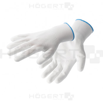 HOEGERT Поліуретанові робочі рукавички, білі, розмір 11, 12 пар